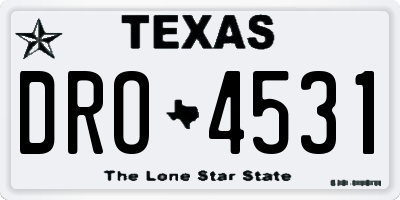 TX license plate DRO4531