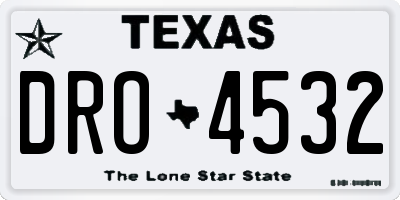 TX license plate DRO4532