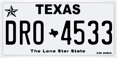 TX license plate DRO4533