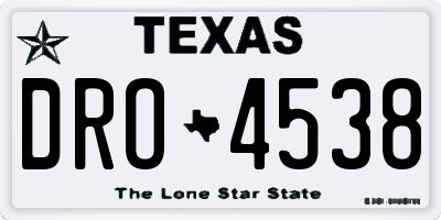 TX license plate DRO4538