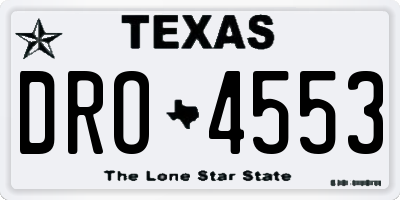 TX license plate DRO4553