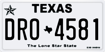 TX license plate DRO4581