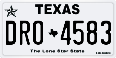 TX license plate DRO4583