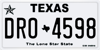 TX license plate DRO4598