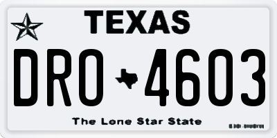 TX license plate DRO4603