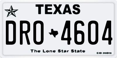 TX license plate DRO4604