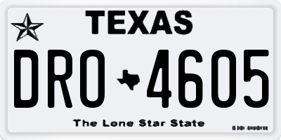 TX license plate DRO4605