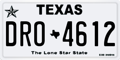 TX license plate DRO4612