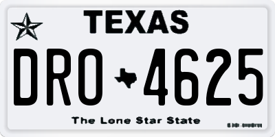 TX license plate DRO4625