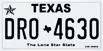 TX license plate DRO4630