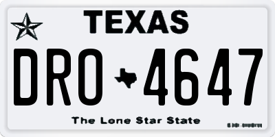TX license plate DRO4647