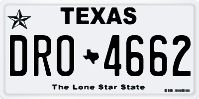 TX license plate DRO4662