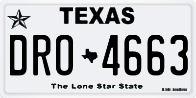 TX license plate DRO4663