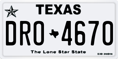TX license plate DRO4670