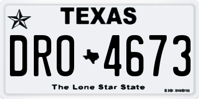 TX license plate DRO4673