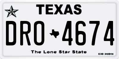 TX license plate DRO4674