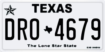 TX license plate DRO4679
