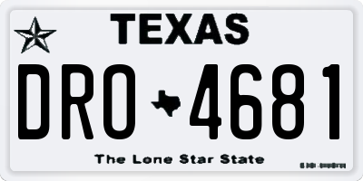 TX license plate DRO4681