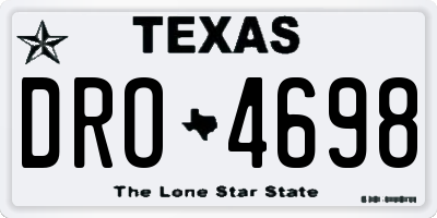 TX license plate DRO4698