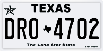 TX license plate DRO4702