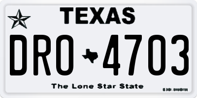 TX license plate DRO4703