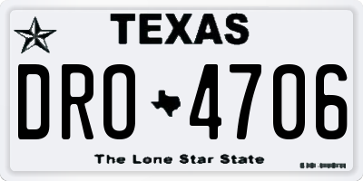 TX license plate DRO4706