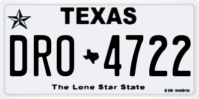 TX license plate DRO4722