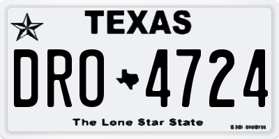 TX license plate DRO4724