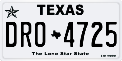 TX license plate DRO4725