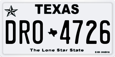TX license plate DRO4726