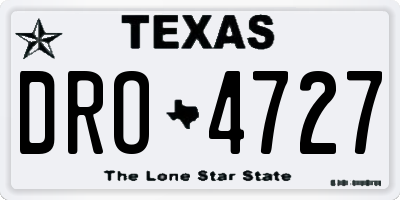 TX license plate DRO4727