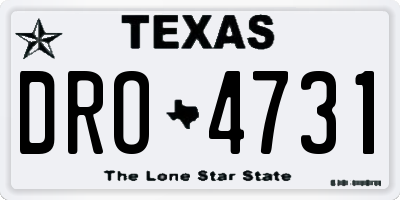 TX license plate DRO4731