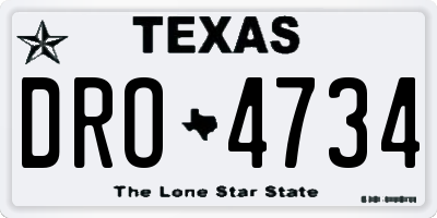 TX license plate DRO4734