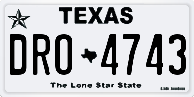 TX license plate DRO4743