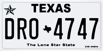 TX license plate DRO4747