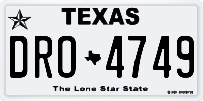 TX license plate DRO4749