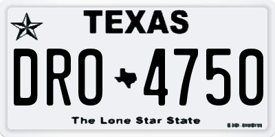 TX license plate DRO4750