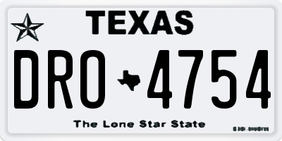 TX license plate DRO4754