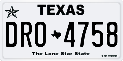 TX license plate DRO4758