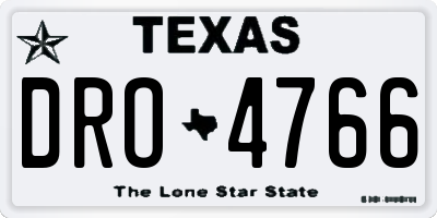 TX license plate DRO4766