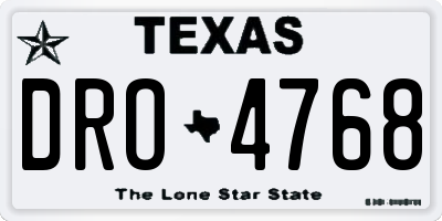 TX license plate DRO4768