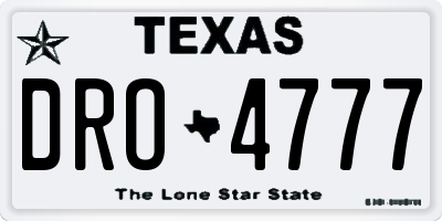 TX license plate DRO4777