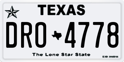 TX license plate DRO4778