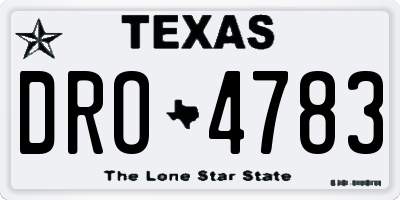 TX license plate DRO4783