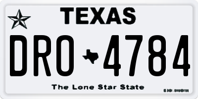 TX license plate DRO4784