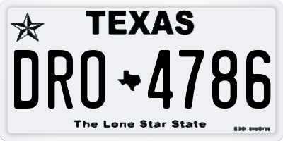 TX license plate DRO4786