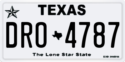 TX license plate DRO4787