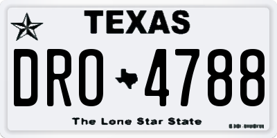 TX license plate DRO4788