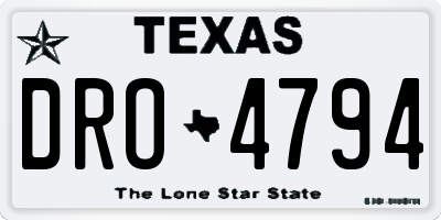 TX license plate DRO4794