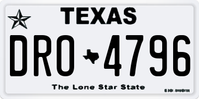 TX license plate DRO4796
